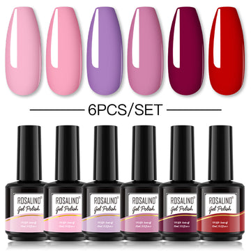 ROSALIND Gel Nail Polish 6Pcs/Set For Manicure Nails Art UV Gel Need Base Top Coat Vernis Semi permanent Nail Polish 15ML